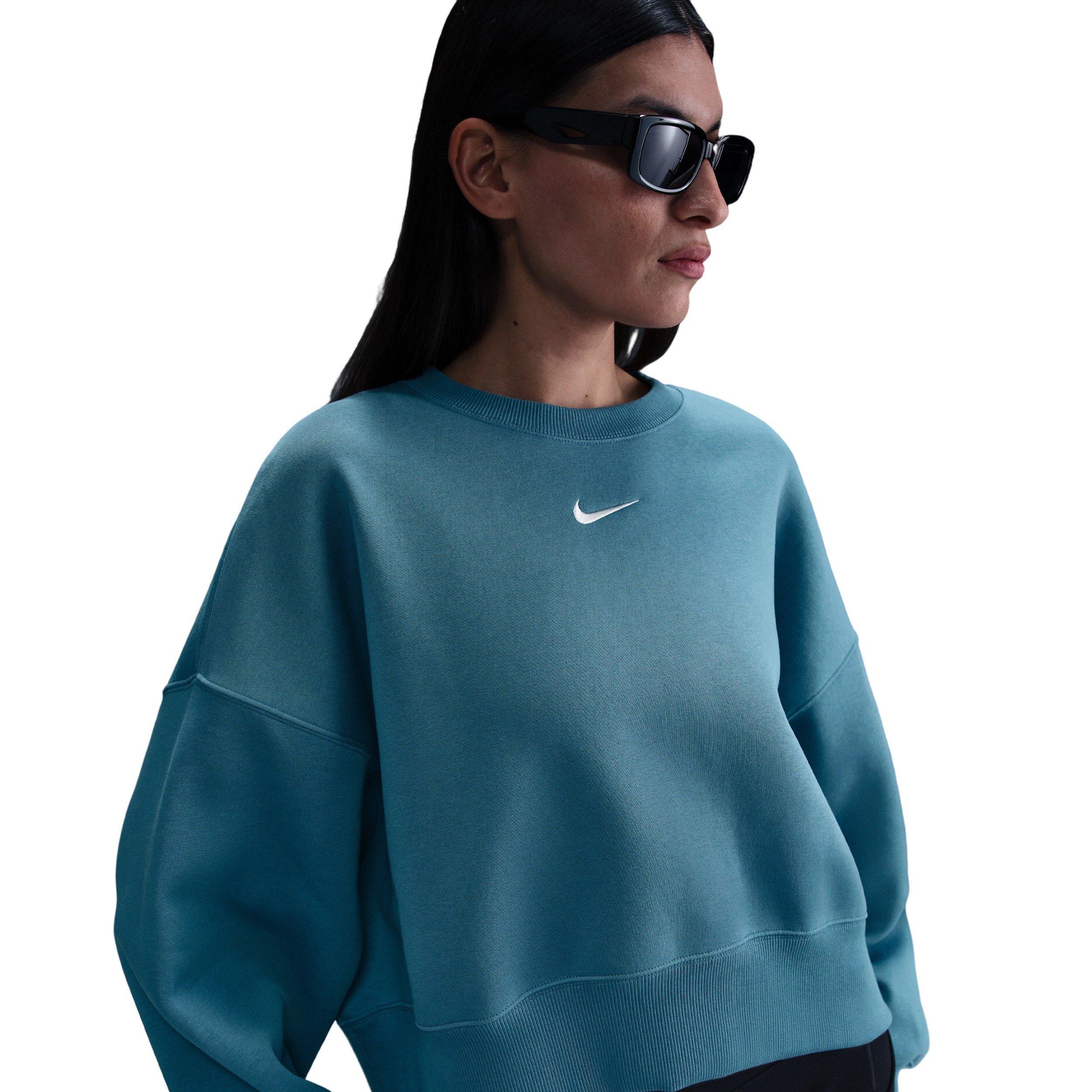 Nike Women's Sportswear Phoenix Fleece Over-Oversized Crew-Neck Sweatshirt - Smoky Blue - BLUE